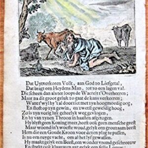 Antique Copperplate Miniature Engraving: BL176 from Ouderdom, Buyten Leven, en Hof Gedachten