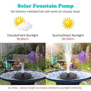 Mademax Solar Bird Bath Fountain Pump, Upgrade 1.4W Solar Fountain with 4 Nozzle, Free Standing Floating Solar Powered Water Fountain Pump for Bird Bath, Garden, Pond, Pool, Outdoor