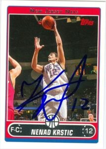 autograph warehouse 42666 nenad kristic autographed basketball card new jersey nets 2006 topps no. 88