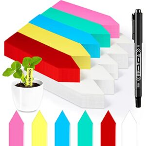 200pcs plastic plant labels garden markers plant tags 6 color 4‘’ waterproof plant markers for seedlings herbs vegetables pots nursery garden tags plant label stakes outdoor with permanent marking pen