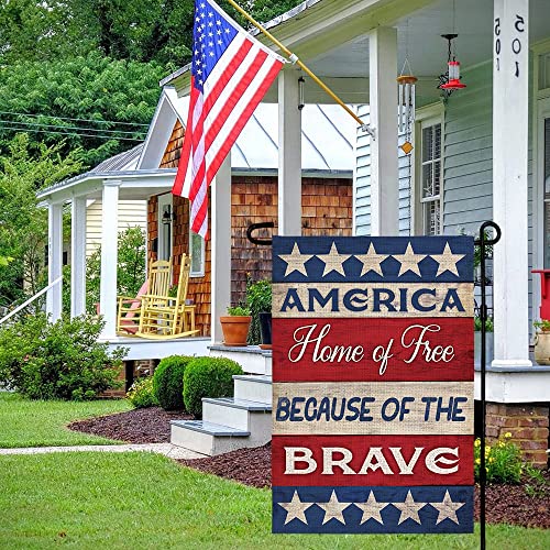 CROWNED BEAUTY 4th of July Patrioctic Free Garden Flag 12x18 Inch Double Sided Memorial Day Blue Star Red Independence Day Outside Yard Party Decoration