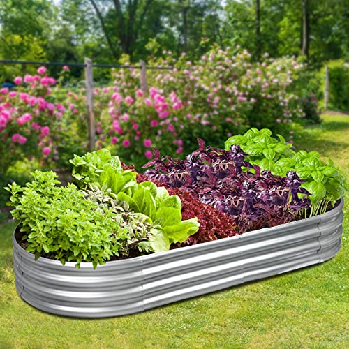 Metal Raised Garden Bed 7×3ft Galvanized Planter Box for Vegetables, Flowers, Herbs, and Succulents, 2 Sets