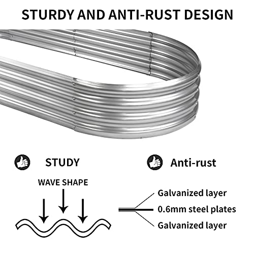 Metal Raised Garden Bed 7×3ft Galvanized Planter Box for Vegetables, Flowers, Herbs, and Succulents, 2 Sets
