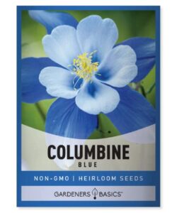 blue columbine seeds for planting (aquilegia seeds) – beautiful blue perennial flower to plant in your flower garden open pollinated, non-gmo by gardeners basics