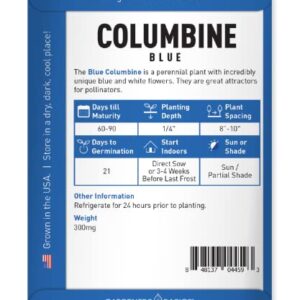 Blue Columbine Seeds for Planting (Aquilegia Seeds) - Beautiful Blue Perennial Flower to Plant in Your Flower Garden Open Pollinated, Non-GMO by Gardeners Basics