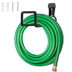 flyisland garden hose holder wall mount,heavy duty water hose hanger solid iron hose hook hose reel holds up to 100 ft. of garden hose (100 ft, black)
