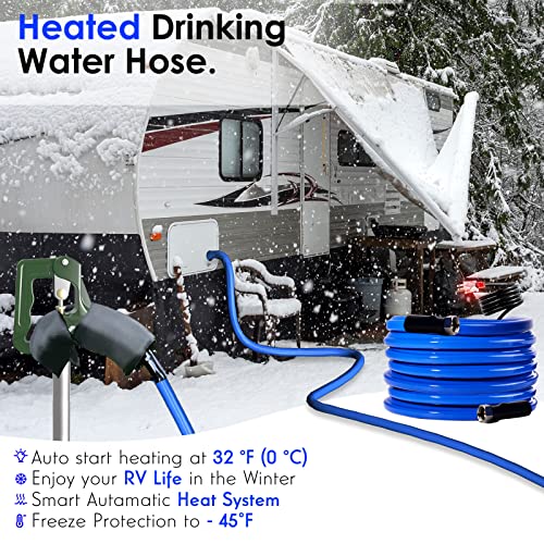 Scilulu 30FT 15FT Heated Water Hose for RV,Rv Water Hose,-45 ℉ Antifreeze Heated Drinking Garden Water Hose,Rv Accessories 30FT-1