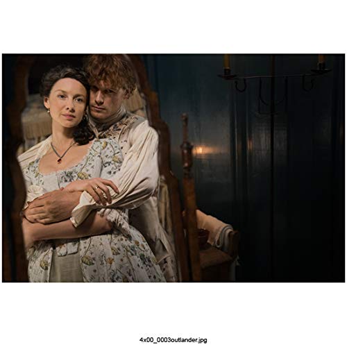 Caitriona Balfe 8 Inch x 10 Inch PHOTOGRAPH Outlander (TV Series 2014 -) w/Sam Heughan Looking in Mirror kn