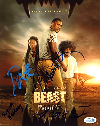 "Beast" Cast AUTOGRAPHS Signed 8x10 Photo - Idris Elba, Leah Jeffries +2 ACOA