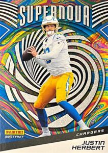 2021 justin herbert online exclusive football card – officially licensed panini supernova football card – limited production of 3357! – los angeles chargers