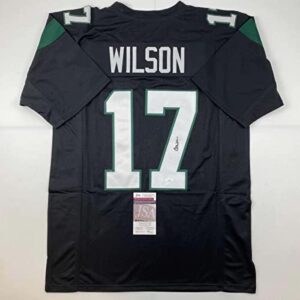 autographed/signed garrett wilson new york black football jersey jsa coa