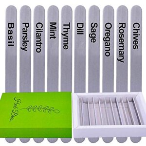 herb bros stainless aluminum herb markers [set of 10] – easy to read metal plant labels for garden herbs