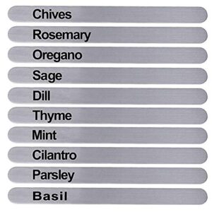 HERB BROS Stainless Aluminum Herb Markers [Set of 10] - Easy to Read Metal Plant Labels for Garden Herbs