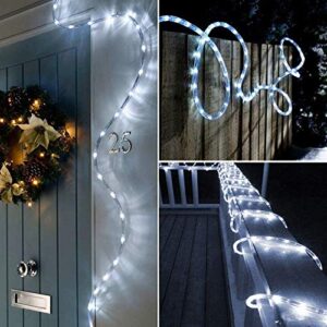 Solar Rope Light 33FT 100L IP65 Waterproof Outdoor LED Copper Fairy String Tube Lights for Party Garden Yard Home Wedding Christmas Halloween Holiday Decoration Lighting(Cool White)