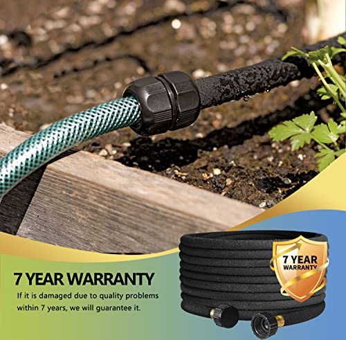 Holldoor Soaker Hose 100 Ft for Garden Beds with Soaker Hose Fittings, 1/2’’ Diameter Soaker Hose for Garden, 70% Water Saving Drip Hoses for Lawn, Landscaping, Garden(100 FT)