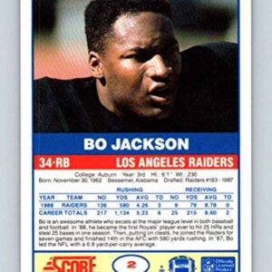 1989 Score #2 Bo Jackson Los Angeles Raiders NFL Football Card NM-MT