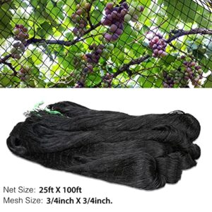 OGORI 25' x 100' Bird Netting Heavy Duty Nylon 3/4" Mesh Garden Netting Protect Fruit Trees, Plants and Vegetables