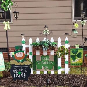 DECSPAS St Patricks Day Decorations, Irish Gnome Decorative Garden Stakes St Patricks Day Decor, Goblins in Gold Jars Design St. Patrick's Day Decorations for The Home, Outdoor, Garden, Patio