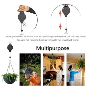 4Pcs Retractable Plant Pulley Adjustable Hanging Flower Basket Hook Hanger for Garden Baskets Pots and Birds Feeder Hanging Basket Indoor Outdoor Decoration (Black) (Black)