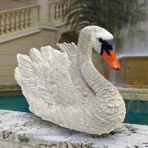 Design Toscano QM21389 White Swan Garden Bird Statue, 18 Inch, Full Color