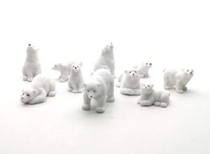 exasinine mini animals miniature figurines animals model fairy garden miniature moss landscape diy terrarium crafts ornament accessories for home décor (polar bears, set of 10)