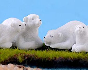 Exasinine Mini Animals Miniature Figurines Animals Model Fairy Garden Miniature Moss Landscape DIY Terrarium Crafts Ornament Accessories for Home Décor (Polar Bears, Set of 10)