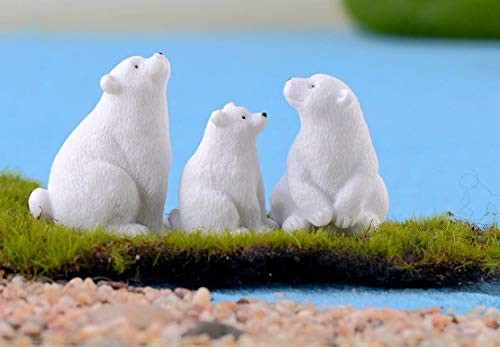 Exasinine Mini Animals Miniature Figurines Animals Model Fairy Garden Miniature Moss Landscape DIY Terrarium Crafts Ornament Accessories for Home Décor (Polar Bears, Set of 10)