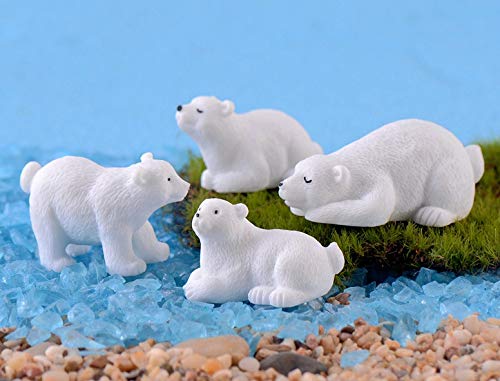 Exasinine Mini Animals Miniature Figurines Animals Model Fairy Garden Miniature Moss Landscape DIY Terrarium Crafts Ornament Accessories for Home Décor (Polar Bears, Set of 10)