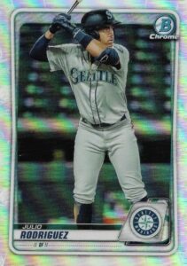 2020 bowman draft chrome – julio rodriguez – refractor – seattle mariners baseball rookie rc card #bd-188