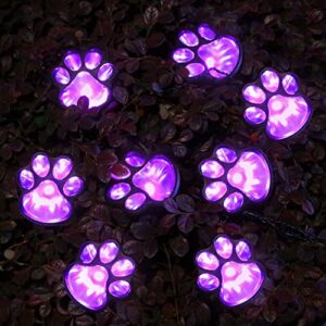 16.8ft solar paw print lights, cat dog animal solar string lights (set of 8) outdoor decoration, warm up your pet and make the garden more vibrant and lovely, a gift for pet lovers