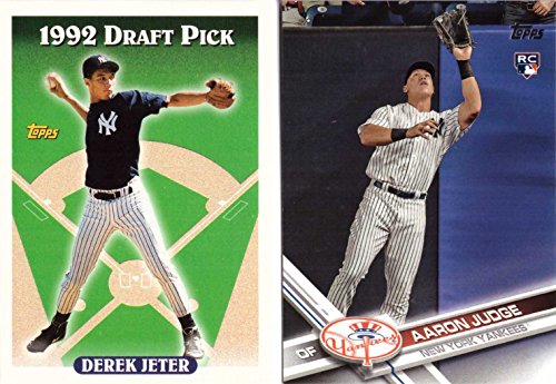 Derek Jeter and Aaron Judge New York Yankees Rookie Card Lot of 2-1993 Topps Derek Jeter Rookie Card and 2017 Topps Aaron Judge Rookie Card