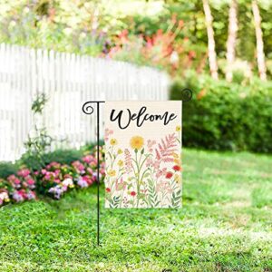 AVOIN colorlife Spring Welcome Garden Flag 12x18 Inch Double Sided Outside, Floral Yard Outdoor Flag