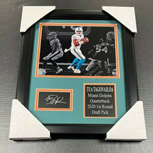 tua tagovailoa dolphins laser engraved autographed rp plate framed 8×10 photo