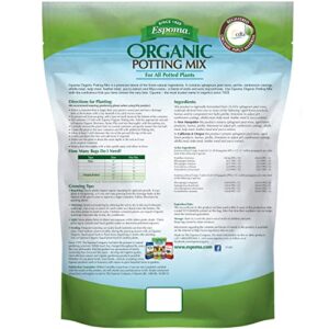 Espoma Organic Potting Soil Mix - All Natural Potting Mix For All Indoor & Outdoor Containers Including Herbs & Vegetables. For Organic Gardening, 4qt. bag. Pack of 1