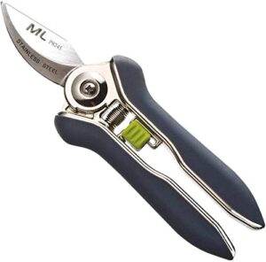 mltools bypass pruning shears compact heavy duty & ultra sharp for gardening – 6.7 inch stainless-steel garden shears – for both left & right handers – ergonomic trimming shears – p8245
