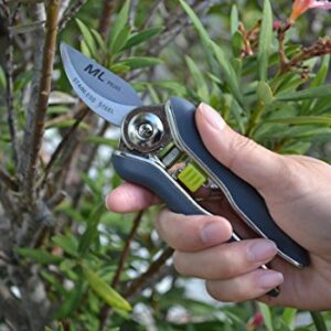 MLTOOLS Bypass Pruning Shears Compact Heavy Duty & Ultra Sharp for Gardening – 6.7 Inch Stainless-Steel Garden Shears – for Both Left & Right Handers – Ergonomic Trimming Shears – P8245