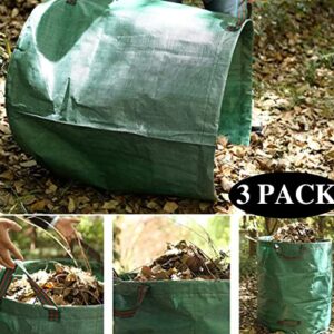 72 Gallons Garden Bag Collapsible Reuseable Heavy Duty Garden Waste Bags for Lawn Yard Leaf Trash Debris Garden bags with Gardening Gloves(3-Pack)