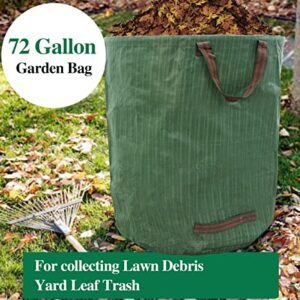 72 Gallons Garden Bag Collapsible Reuseable Heavy Duty Garden Waste Bags for Lawn Yard Leaf Trash Debris Garden bags with Gardening Gloves(3-Pack)