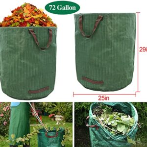 72 Gallons Garden Bag Collapsible Reuseable Heavy Duty Garden Waste Bags for Lawn Yard Leaf Trash Debris Garden bags with Gardening Gloves(3-Pack)