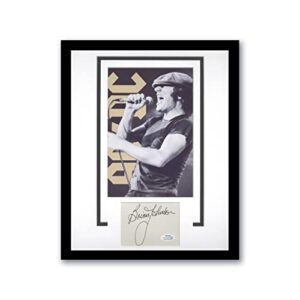 brian johnson”ac/dc” autograph signed custom framed 11×14 matted display acoa