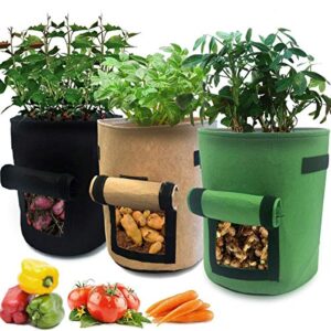 nicheo 3 pcs 6.5 gallon grow bag easy to harvest planter pot with flap and handles garden planting grow bags for potato tomato and other vegetables breathable nonwoven fabric cloth