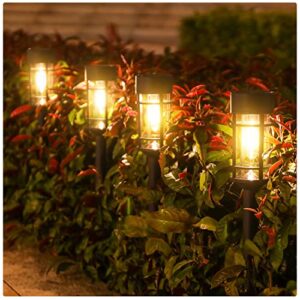8 pack solar pathway lights, upgrade bright solar garden lights decorative, waterproof solar outdoor lights christmas pathway lights for yard lawn walkway landscapes, auto on/off, easy-to-install