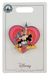 disney pin – mickey and minnie mouse kissing – heart and castle