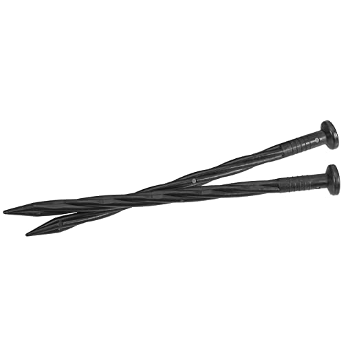 SINJEUN 100 Pack 8 Inch Black Plastic Edging Nail, Spiral Nylon Landscape Anchoring Spikes, Garden Landscape Edging Stakes for Paver Edging, Weed Barrier, Artificial Turf and More