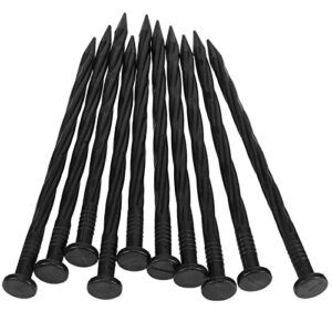 SINJEUN 100 Pack 8 Inch Black Plastic Edging Nail, Spiral Nylon Landscape Anchoring Spikes, Garden Landscape Edging Stakes for Paver Edging, Weed Barrier, Artificial Turf and More