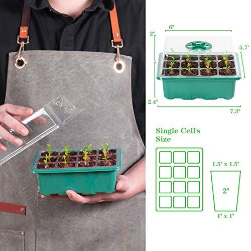 AQUEENLY Seed Starter Tray 10Pack Seed Trays with Humidity Adjustment Domes and Base Growing Trays, Germination Tray Kit with 120Cell Tray for Seedling, Seed Starting, Seed Growing (12Cells per Tray)