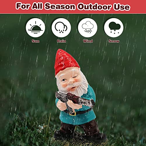 HNHMT 3Pcs Garden Gnomes,Mini Military Garden Gnome with Guns,Resin Soldier Gnomes Statue,Naughty Dwarf Statue,Gnome Garden Figurines Gifts for Women,Funny Gnome Decorations for Home Patio Yard Lawn