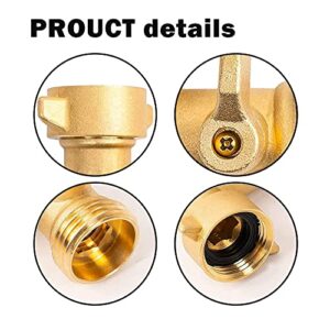 Xiny Tool 90 Degree Garden Hose Adapter with Shut Off Valves, 3/4" Solid Brass Garden Hose Elbow Connector with 2 Extra Pressure Washers (1)