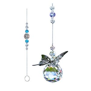 weisipu crystal hanging decorations – hanging ornament crystals butterfly suncatchers with clear crystal ball for home, office, garden decoration, window decorations hanging