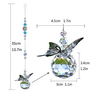 WEISIPU Crystal Hanging Decorations - Hanging Ornament Crystals Butterfly Suncatchers with Clear Crystal Ball for Home, Office, Garden Decoration, Window Decorations Hanging